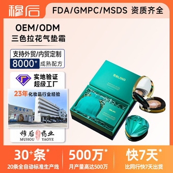 OEM代加工三色拉花气垫霜养肤bb霜自然定妆遮瑕不卡粉定制ODM贴牌