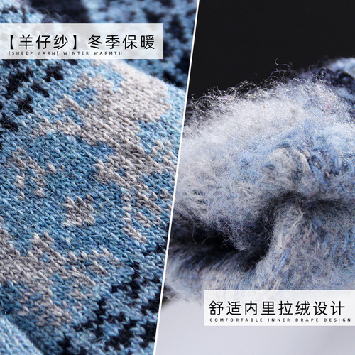 Christmas Glove Women Autumn Winter Warmth Cold Prevention Five Finger Cycling Touch Screen Knitting Cold Prevention Men Students Wholesale