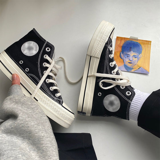 Popular 1970S High-Top Canvas Shoes for Women 2025 Spring New Versatile Student Sneakers Casual Ins White Shoes for Women