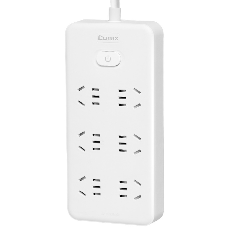 齐心 PCP-WZ618 延长线插座 6位30孔总控全长1.8米 白