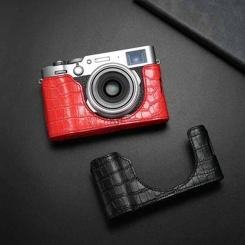 (2개) 후지 X100F 카메라 가방 X100V 가죽 케이스 X100V 가죽 카메라 보호 케이스 하프 셋베이스 오프닝