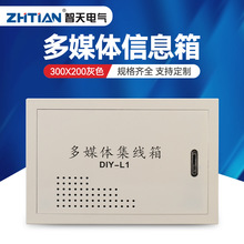 多媒體信息箱300X200灰色 網絡布線弱電箱家庭智能光纖集線配電箱