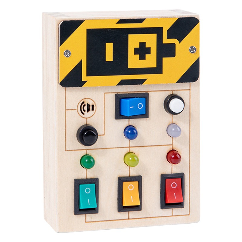 Transfronteriza nuevos niños educativos juguetes de educación temprana interruptor de madera fuente de alimentación de luz LED ocupado tablero manos en juguetes de madera