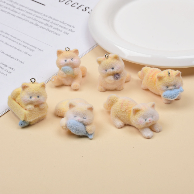 植毛猫ペンダント漫画かわいい樹脂ペンダント DIY 手作りジュエリーペンダントアクセサリー材料卸売|undefined