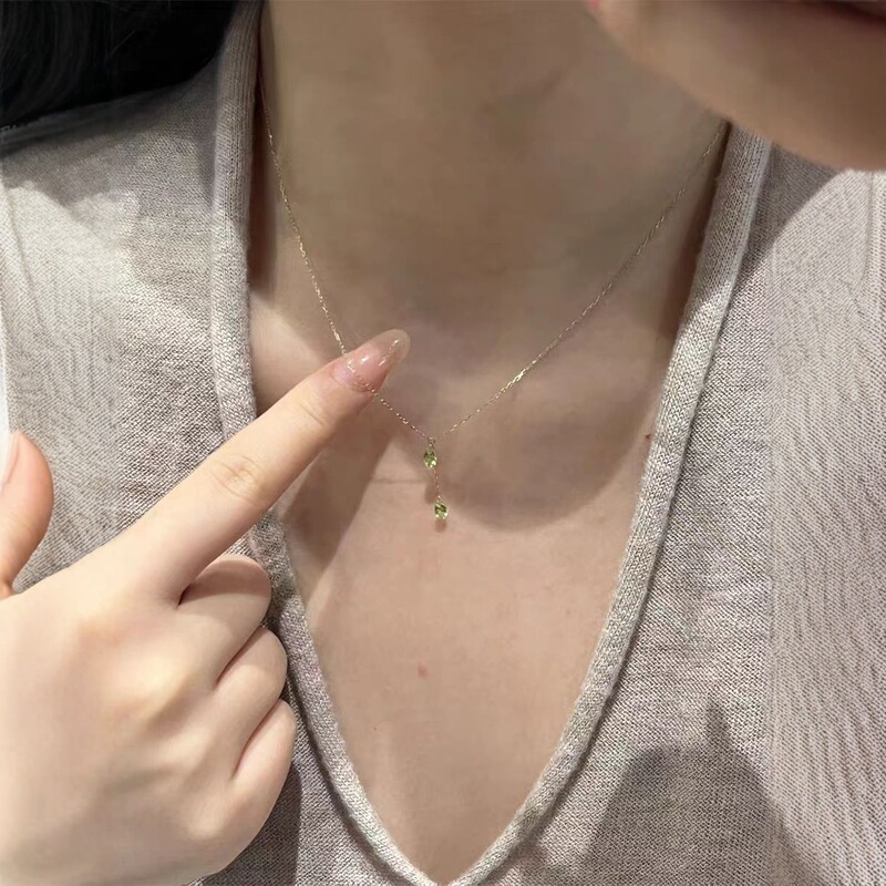 "Tears of Stars" Moissanite Diamond Necklace Rose Gold Suspension Ultra-Fine Clavicle Chain Women's Necklace