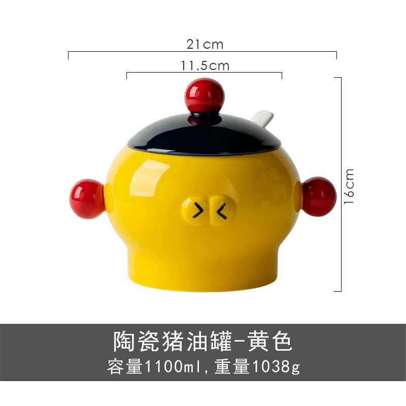 Shang 'en original color contrastante lata de manteca de cerdo doméstica aceite de pimienta lata de cerámica con tapa lata de sal de cocina de gran capacidad