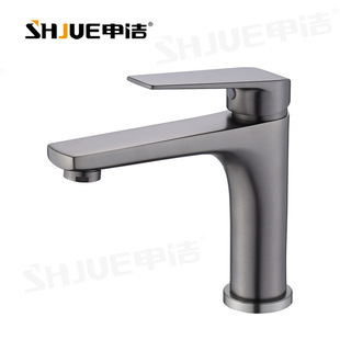 Customized Copper Gun Gray Basin Faucet Home Bathroom Wash Basin Wash Basin Basin Bathroom Cabinet Hot and Cold Faucet