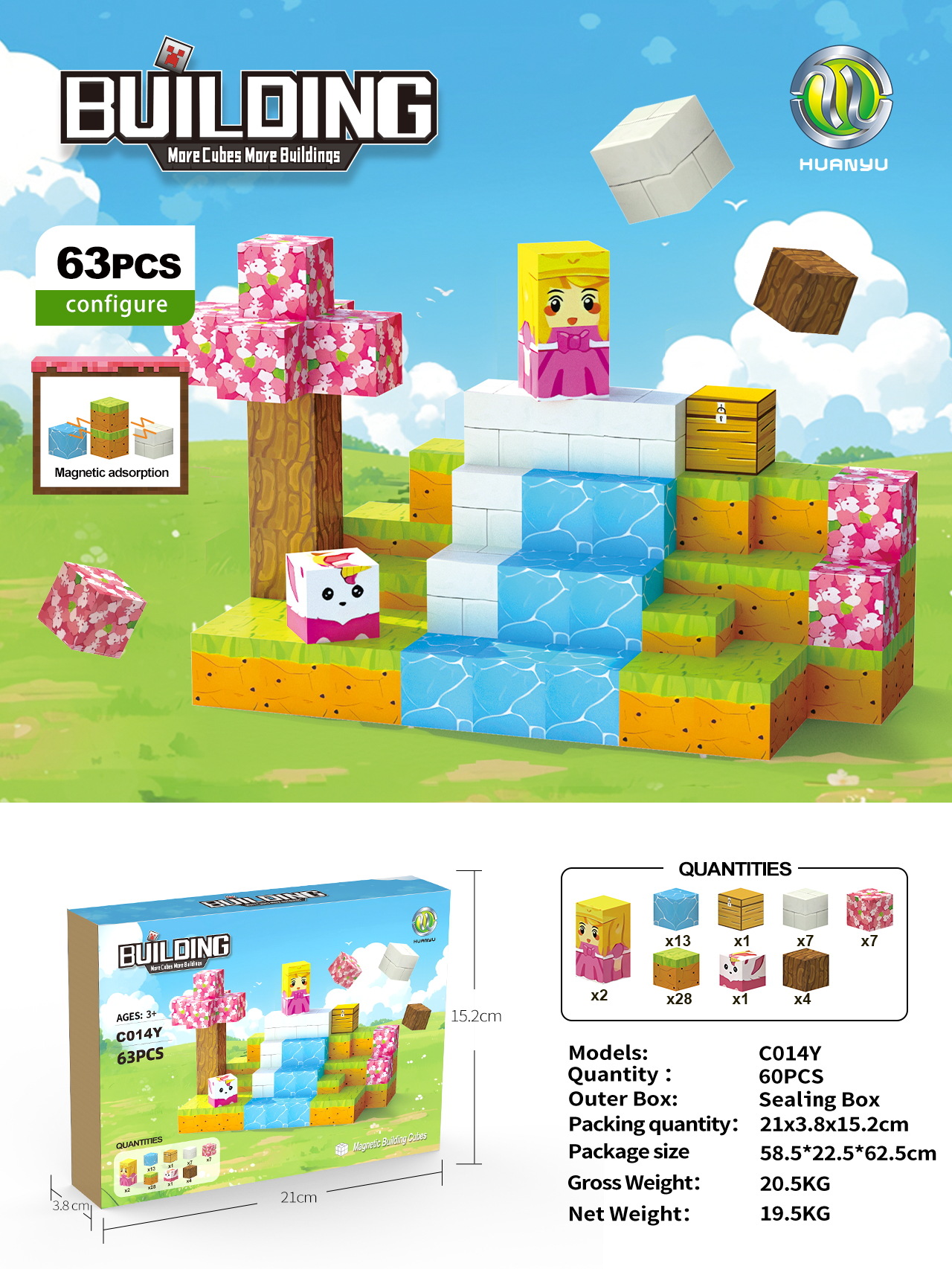 Transfronterizo Amazon MC My Cube World Juego de bloques de construcción magnética Bosque primitivo Partículas magnéticas Juguetes magnéticos