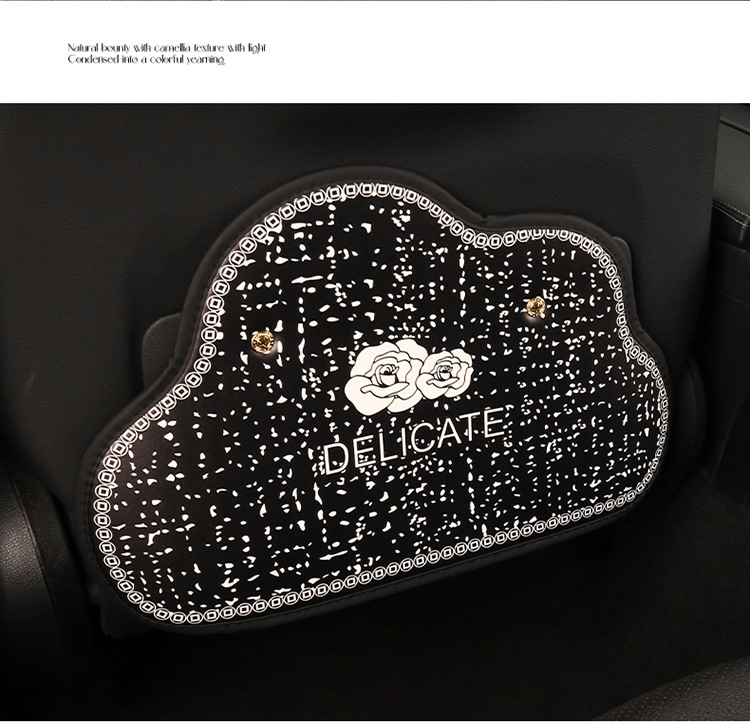 Camellia Rose Women's Chair Back Anti-Kick Pad Car Seat Back Anti-Fouling Pad Seat Back Pocket Hanging Type