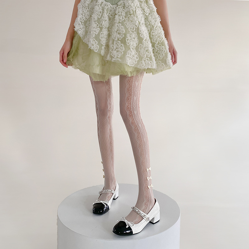 Medias de verano mujeres primavera verano delgado arco de malla calcetines huecos amor piernas huecos calcetines