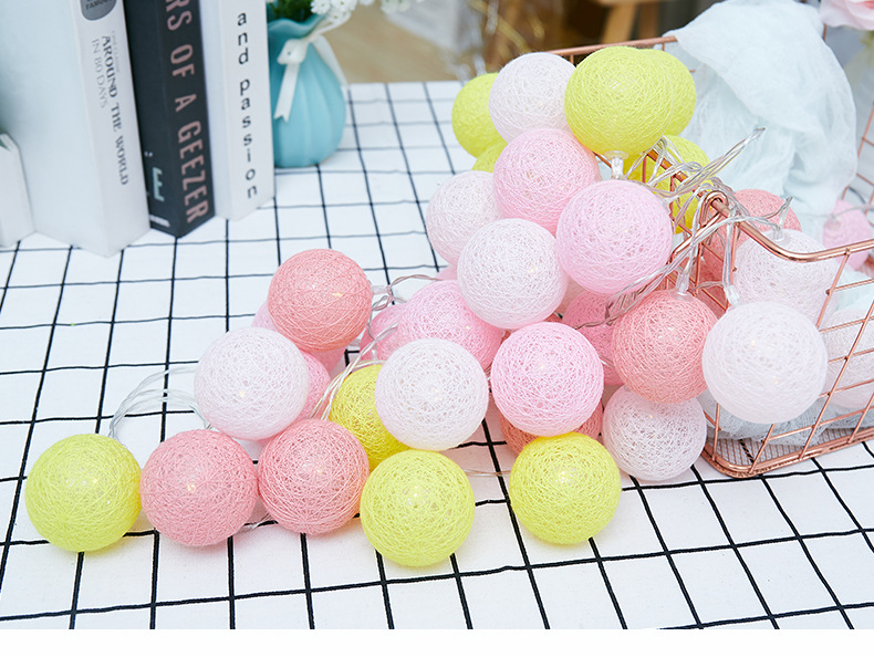 Indoor Wedding Party Macaron Cotton Thread Takraw Led String Lights display picture 3