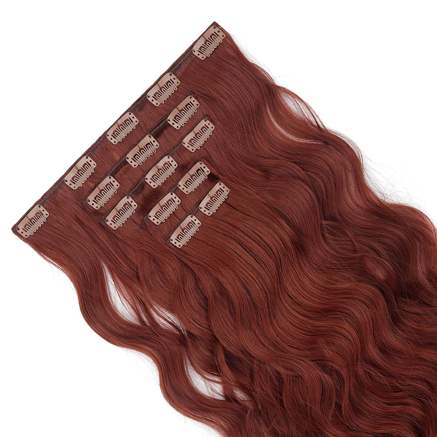 Extension per capelli lunghi e ricci con clip, stile europeo e americano, lunghezza 20 pollici, set da 5 pezzi, con effetto onda d'acqua._voghion.com