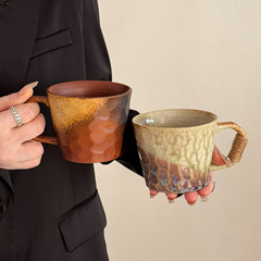 中古風マグカップセラミックカップ日本式家庭用窯変水杯高級感午後茶コーヒーカップ男性プレゼント
