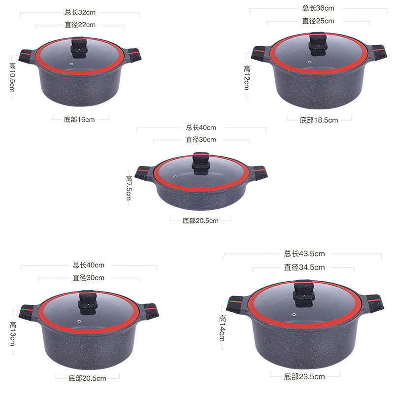 Nuevo conjunto de cinco piezas de olla de cocción de cocción moderna casera antiadherente regalo de reunión anual al por mayor caja de regalo de sopa de cocción de cocción de cocina