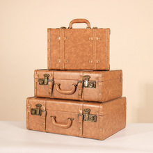 欧式复古手提木箱子收纳箱储物箱民国时期拍摄道具皮箱装饰摆件