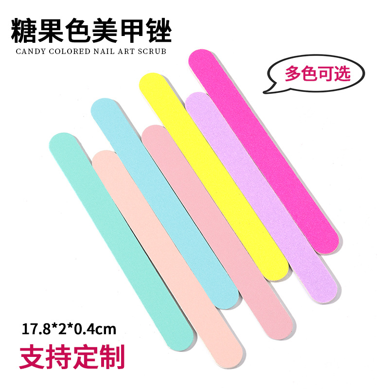 美甲工具 EAV指甲锉 单色砂条糖果色直形双面打磨条 美甲锉厂家