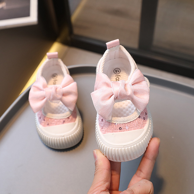 Per bambini 2024 Primavera e Autunno Nuova edizione coreana casual Scarpe con bocca quadrata in tela per ragazza 1-3 anni_voghion.com