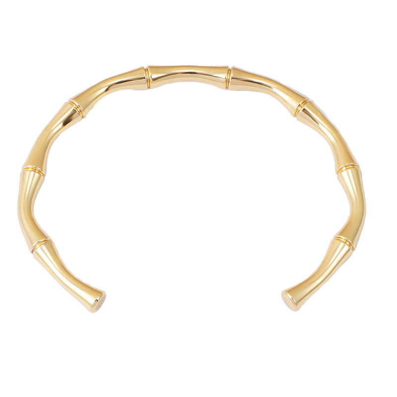 クロスボーダー竹チタン鋼ブレスレットヨーロッパとアメリカの幾何学的なスプリングブレスレット真空メッキ 18K シンプルで軽い高級ハイエンドハンドジュエリー|undefined