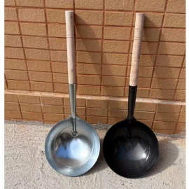 家用加厚瓢长柄铁水瓢食堂铁勺子大水勺工业老式瓦工灰勺猪用瓜瓢