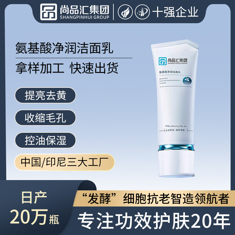 Limpieza facial de acné de aminoácidos personalizados transfronterizos Inglés suave limpiador humectante etiqueta pequeña cantidad