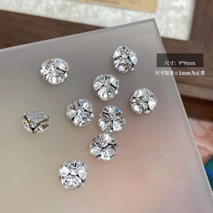 Trendy Dazzling Diamond Ball Nail Art with Stacked Diamonds, Handmade Ultra-Sparkling White Nail Art with Stacked Crystal Nail Decorations