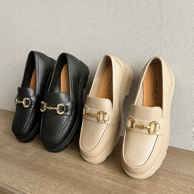 Summer loafers, slippers platform, non-slip universal footwear English style, British style