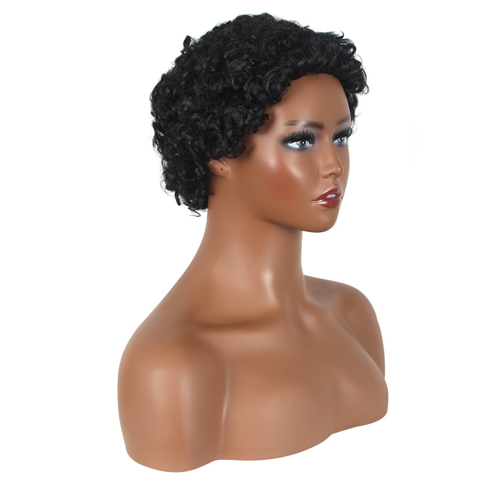 Pelucas cortas y rizadas para mujer, fibra sintética, afro, pelucas pequeñas y rizadas._voghion.com