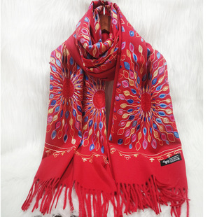 Yunnan Qinghai 5A scenic spot scarf women's winter versatile sunflower scarf ethnic style embroidered Cheongsam shawl shawl