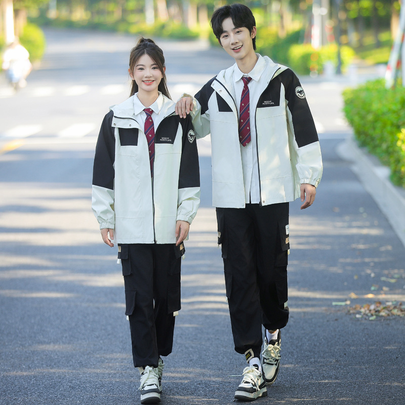 (2개) 중학생 수업 옷 소박한 옷 커플 옷 가을과 겨울 남녀 소박한 옷 자켓 학생 3 피스 스포츠 세트