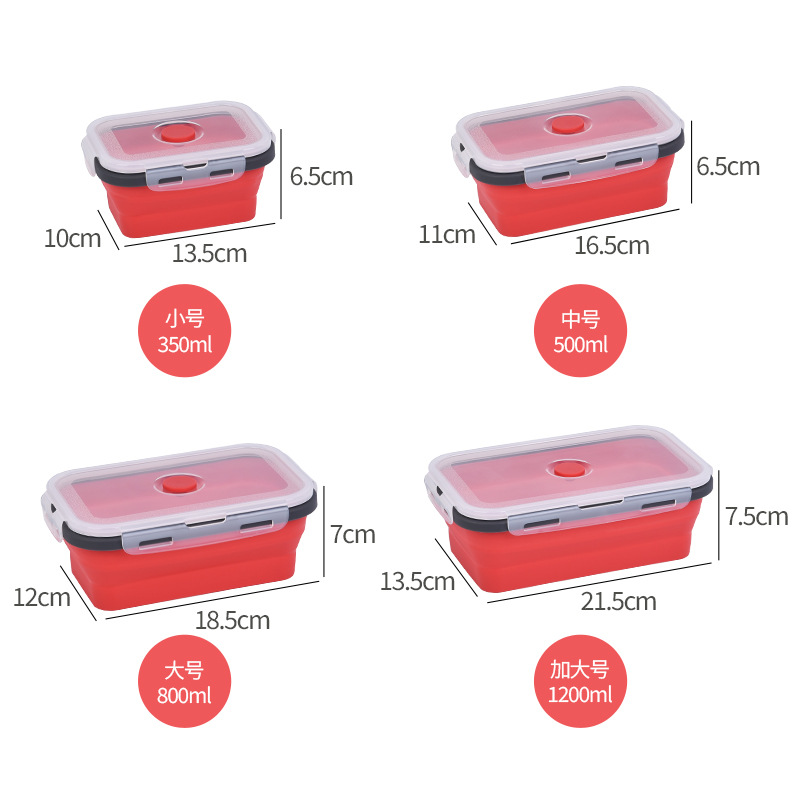 Caja de almuerzo plegable de silicona caja de espuma de viaje al por mayor plegable de grado alimenticio con cubierta de cubierta