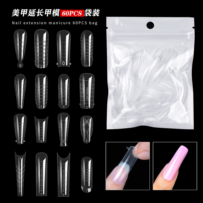 Cross-border nail nail mold crystal extension paperless holder fast phototherapy extension nail piece 60 pieces bag extension glue suit Cross-border nail nail mold crystal extension paperless holder fast phototherapy extension nail piece 60 pieces bag extension glue suit