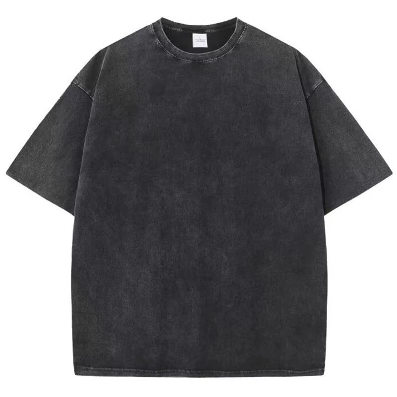 American Retro Heavyweight Pure Color Short-Sleeved T-Shirt for Men and Women Summer Street Fashion Washed Old Clothes Basic Popular