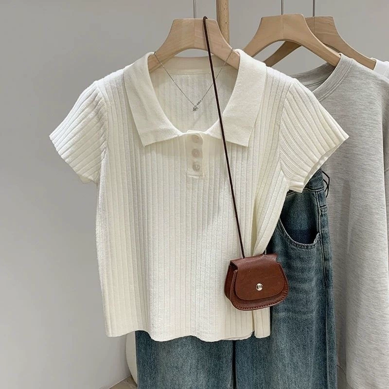 【 40-90kg 】Однотонная утягивающая шикарная рубашка обычного кроя с плечами, тонкая рубашка из ледяного шелка в рубчик