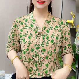 新中式仙中袖衬衫女装夏季薄款感好看轻奢衬衣上衣潮