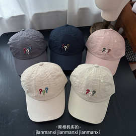 新款趣味彩色问号刺绣棒球帽子女韩版春夏季百搭情侣遮阳鸭舌帽男