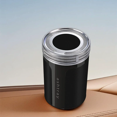 New Car-Mounted Ashtray with Multi-Function Car ashtray - 032-leather-pattern-ashtray-black