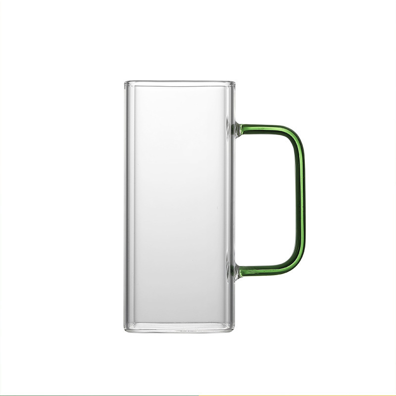 Taza de vidrio cuadrada al por mayor taza de té separada taza de agua de paja transparente taza de vidrio de silicona alta temperatura
