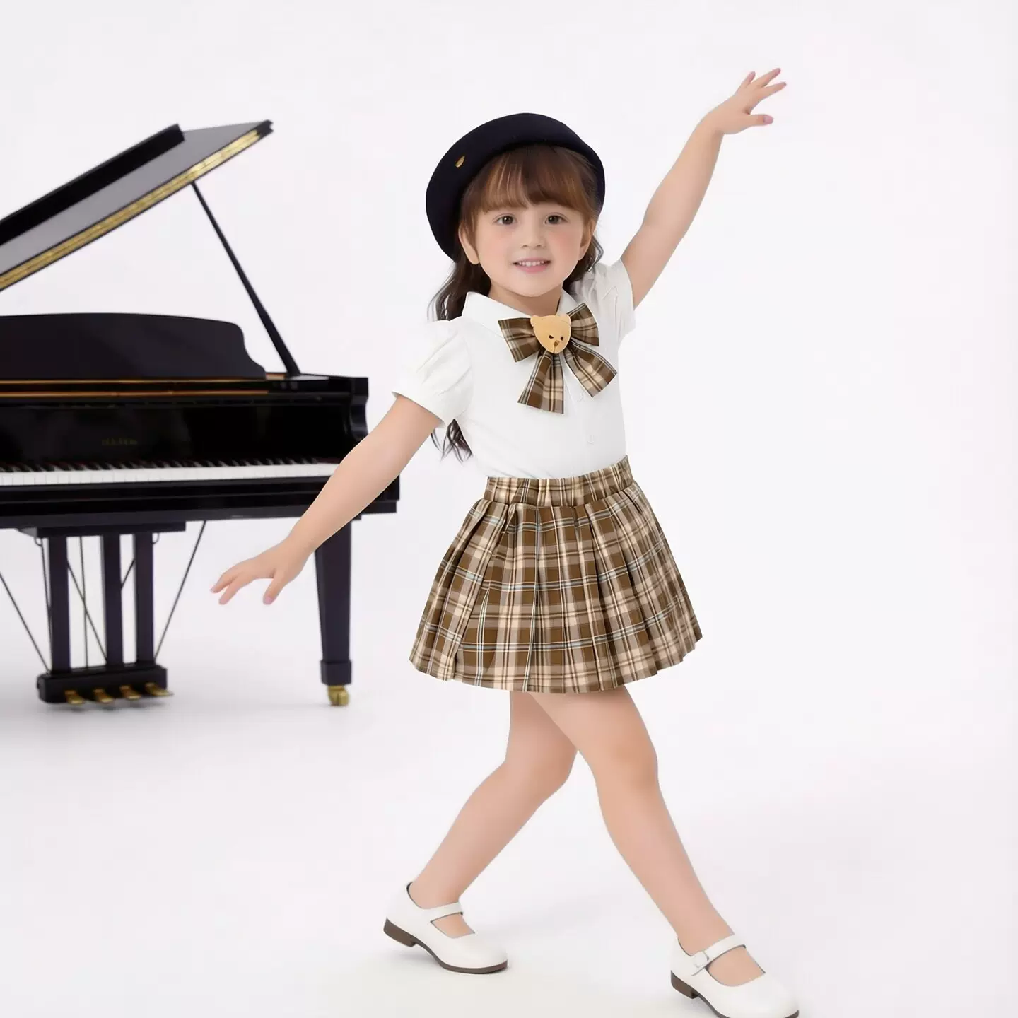 女童半身裙子夏季衬衫套装宝宝tutu裙儿童百褶短裙生日礼服公主裙