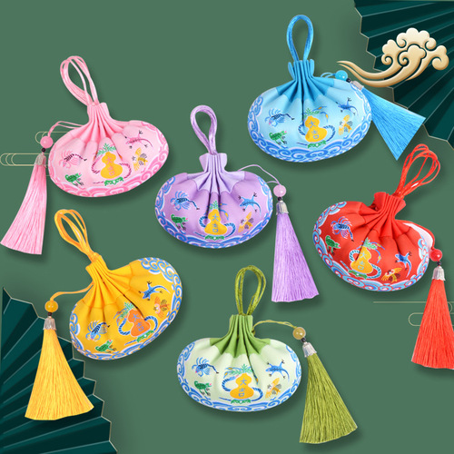 Custom wholesale empty sachet for Hanfu ancient style accessory storage, mugwort palace lotus flower sachet, ancient style custom fragrance bag