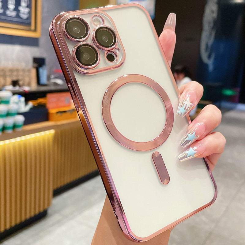 Funda para teléfono iphone16promax 16 transparente 16plus magnético Apple 15 patrón de CD suave 14 nicho 13