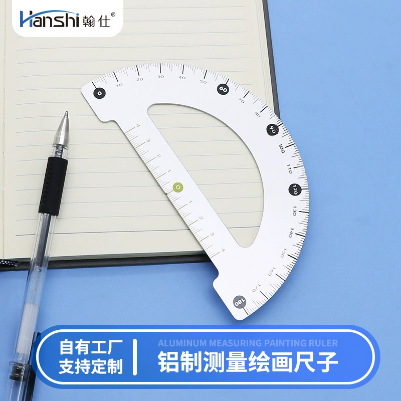 Производитель поставляет чертежные измерительные канцелярские инструменты 15CM Дельер 180 градусов полукруглый алюминиевый угловой измеритель