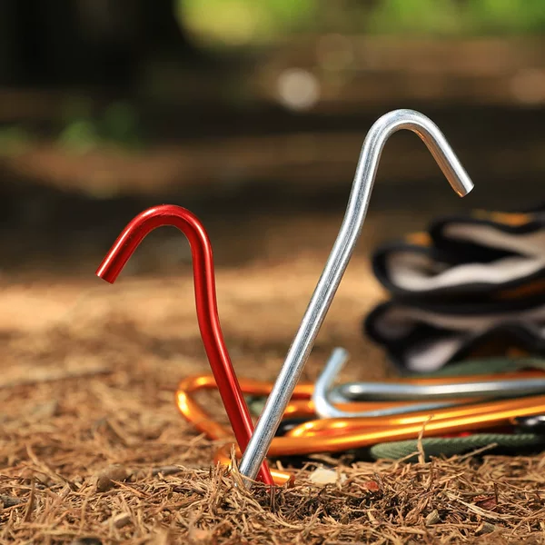 Outdoor Ultra-Light Aluminum Alloy Ground Nails Tent Canopy Windproof Drawstring Fixed Nails Portable 7-Type Aluminum Ground Nails Colorful