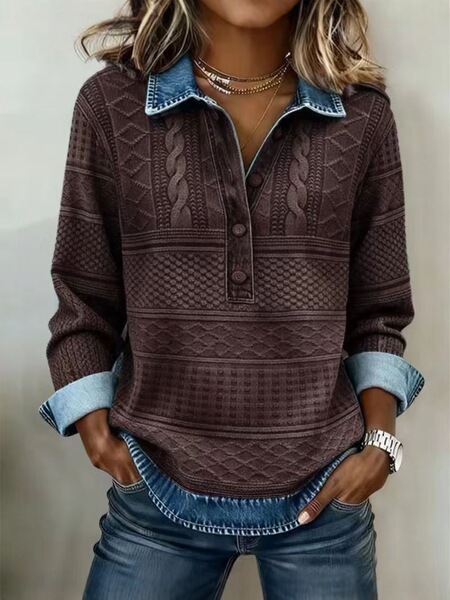 Knitted demi-season denim shirt