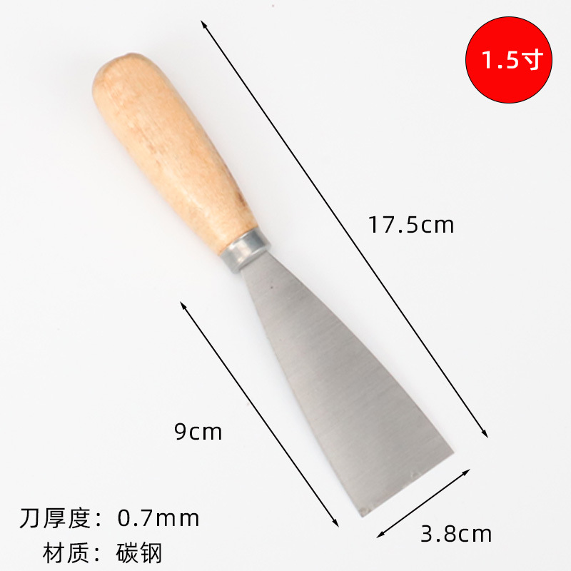 Cuchillo de masilla de mango redondo al por mayor de fábrica cuchillo de masilla de mango de madera cuchilla de acero al carbono cuchilla de limpieza raspador cuchillo de masilla cuchillo por lotes
