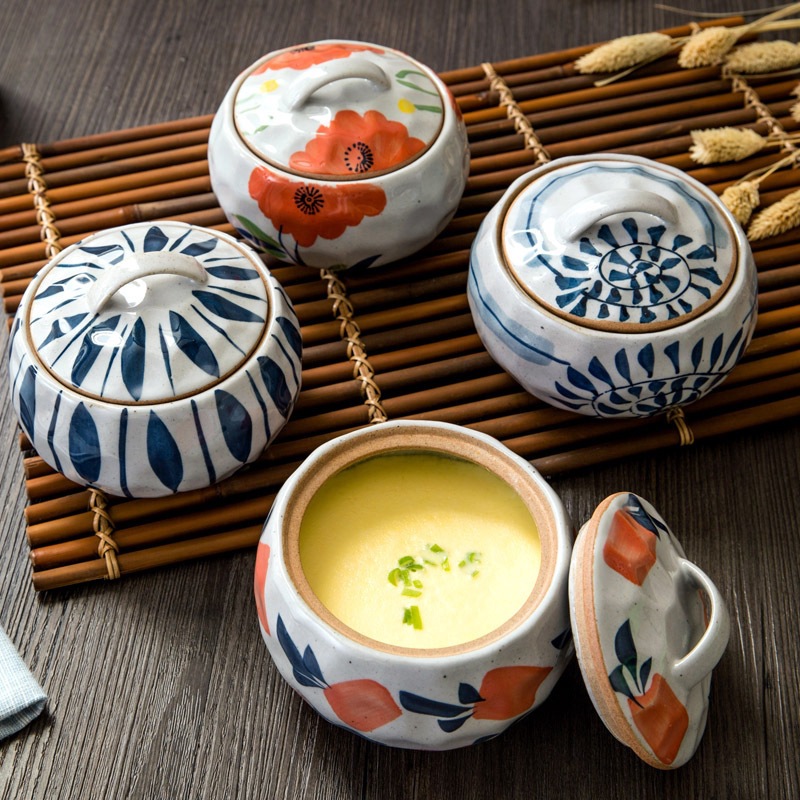 日式陶瓷炖盅带盖汤盅隔水蒸蛋碗炖罐陶瓷盅燕窝盅家用批发甜品