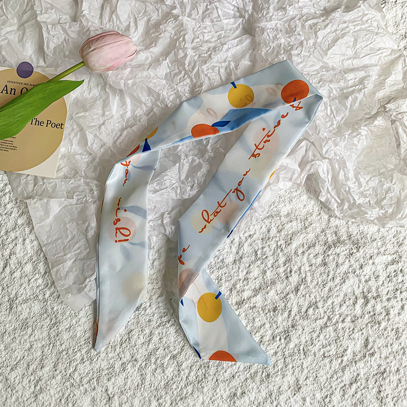 Bufanda de seda, banda larga, sensación de alta calidad, nuevo estilo, cuello, bufanda pequeña, serie de frutas, pañuelo para el cabello, cinta para el cabello