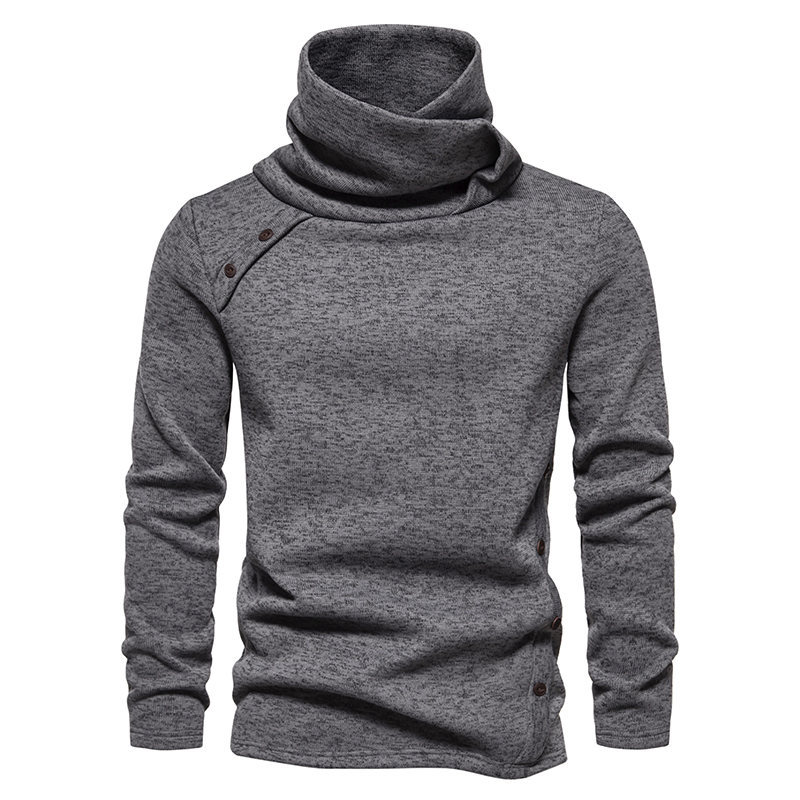 Pull tricoté de style américain pour homme, nouvelle collection automne et hiver, couleur unie, col montant_voghion.com