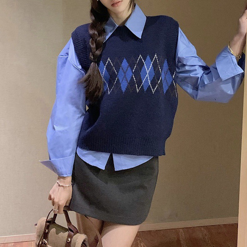 24 invierno Puyuan collar fz personalidad Jacquard chaleco de mujer 2024 nuevo estilo redondo