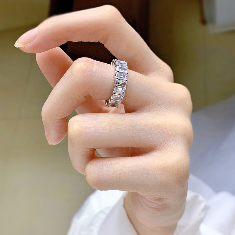 Polygon, Color Block Pattern Women'S Gender Wholesale Ig Style Artistic Polygon Color Block Sterling Silver Zircon Rings