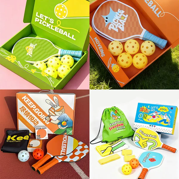 Source manufacturer of custom solid wood pickleball racket gift sets, foreign trade sports gift boxes, OEM branded wooden rackets